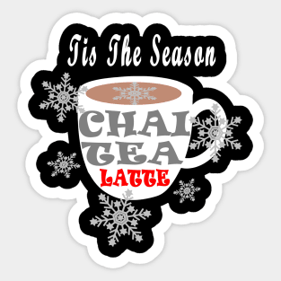 Chai Tea Happy Holidays Tis The Season Snowflaks Coffee Sticker